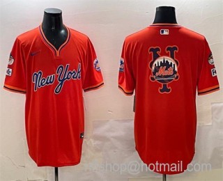 Men's New York Mets Team Big Logo Orange 2025 Spring Training Stitched Baseball Jersey