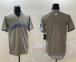 Men's Kansas City Royals Blank Grey 2024 Away Limited Stitched Baseball Jersey