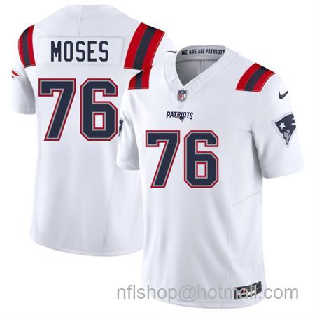 Men's New England Patriots #76 Morgan Moses White 2025 F.U.S.E. Vapor Limited Stitched Football Jersey