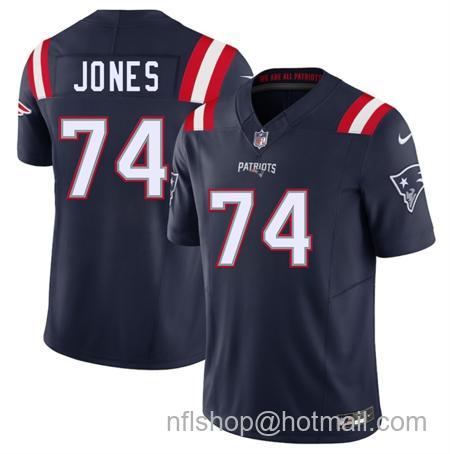 Men's New England Patriots #74 Caleb Jones Navy 2025 F.U.S.E. Vapor Limited Stitched Football Jersey