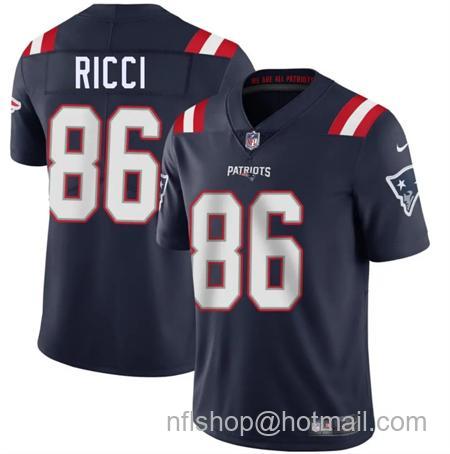 Men's New England Patriots #86 Giovanni Ricci Navy 2025 Vapor Limited Stitched Football Jersey