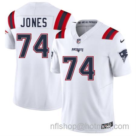 Men's New England Patriots #74 Caleb Jones White 2025 F.U.S.E. Vapor Limited Stitched Football Jersey