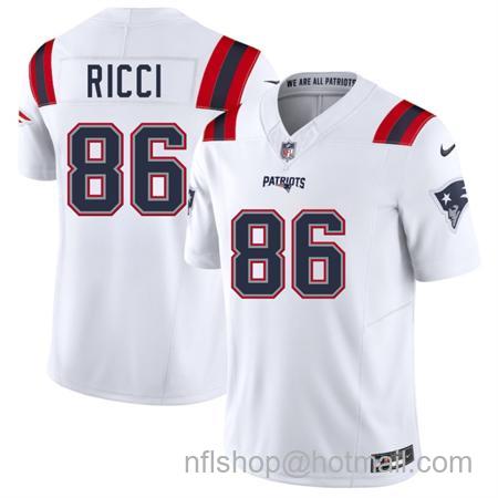 Men's New England Patriots #86 Giovanni Ricci White 2025 F.U.S.E. Vapor Limited Stitched Football Jersey