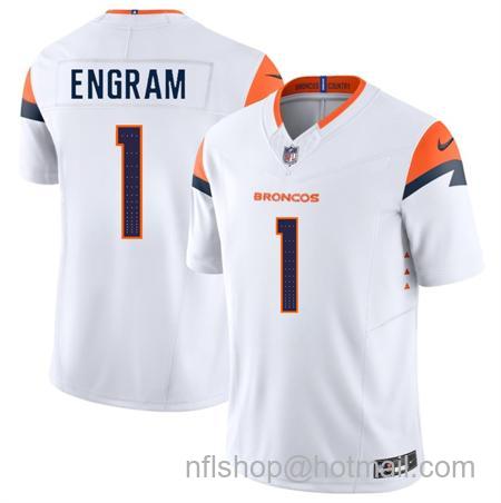 Men's Denver Broncos #1 Evan Engram White 2025 F.U.S.E. Vapor Limited Stitched Football Jersey