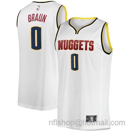 Men's Denver Nuggets #0 Christian Braun White Association Edition Stitched Basketball Jersey