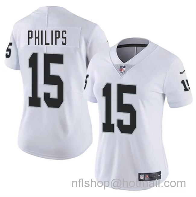 Women's Las Vegas Raiders #15 Kyle Philips White 2025 Vapor Stitched Jersey(Run Small)