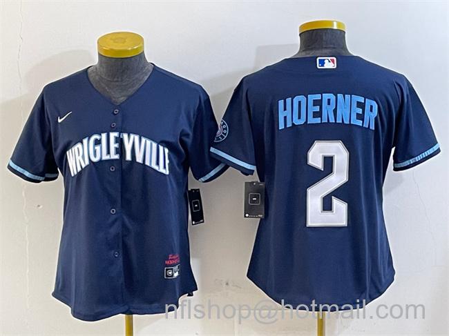 Youth Chicago Cubs #2 Nico Hoerner Navy City Connect Stitched Jersey