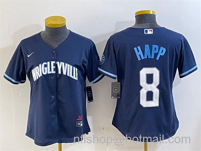 Youth Chicago Cubs #8 Ian Happ Navy City Connect Stitched Jersey