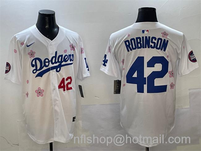 Men's Los Angeles Dodgers #42 Jackie Robinson White 2025 Tokyo Series Limited Stitched Baseball Jersey