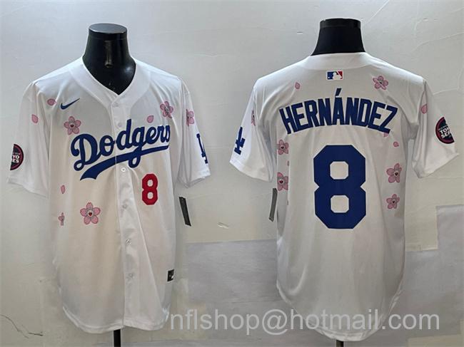 Men's Los Angeles Dodgers #8 Enrique Hernández White 2025 Tokyo Series Limited Stitched Baseball Jersey