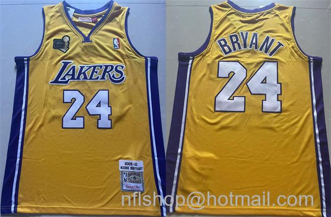 Men's Los Angeles Lakers #24 Kobe Bryant Yellow 2009-10 Stitched Basketball Jersey