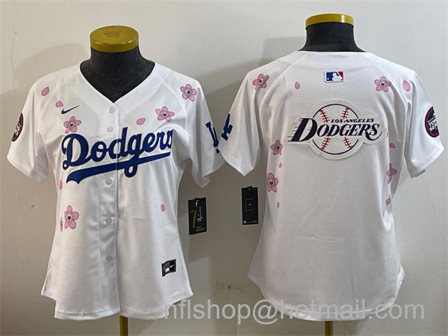 Women's Los Angeles Dodgers Team Big Logo White 2025 Tokyo Series Limited Stitched Baseball Jersey(Run Small)