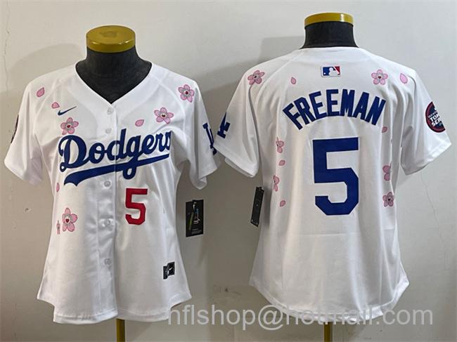 Women's Los Angeles Dodgers #5 Freddie Freeman White 2025 Tokyo Series Limited Stitched Baseball Jersey(Run Small)