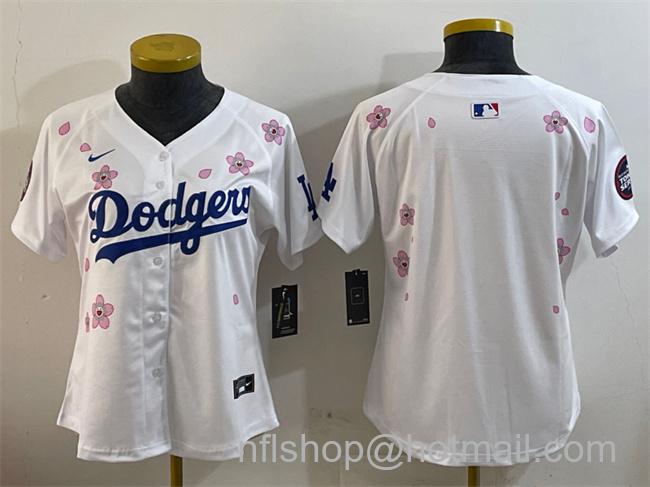 Women's Los Angeles Dodgers Blank White 2025 Tokyo Series Limited Stitched Baseball Jersey(Run Small)