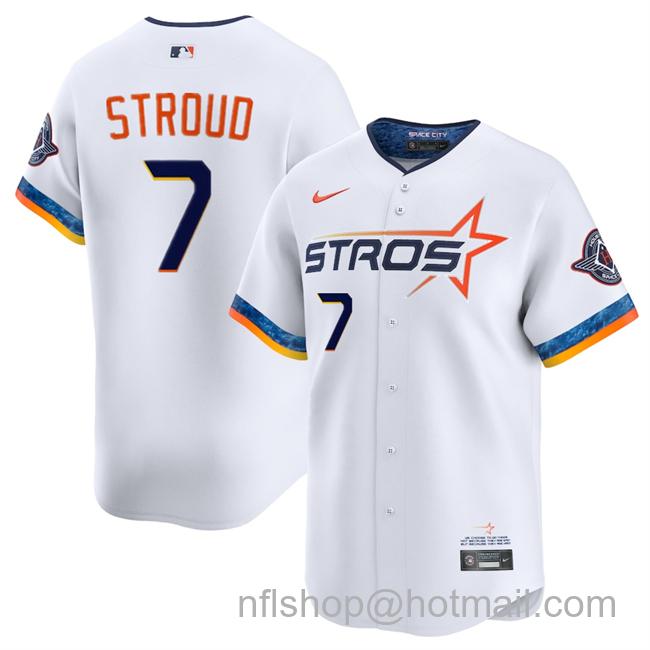 Youth Houston Astros #7 C.J. Stroud White 2025 City Connect Limited Stitched Baseball Jersey