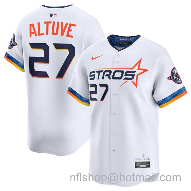 Youth Houston Astros #27 Jose Altuve White 2025 City Connect Limited Stitched Baseball Jersey