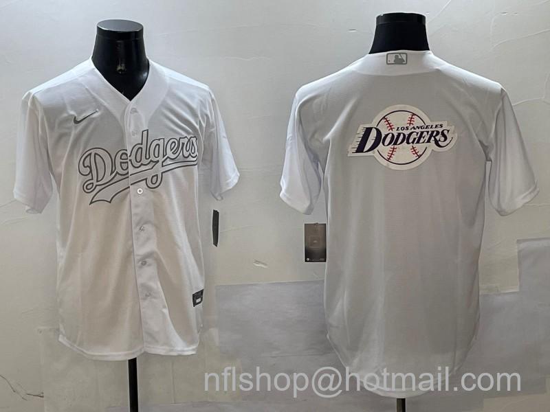 Men's Los Angeles Dodgers Team Big Logo White Cool Base Stitched Baseball Jerseys