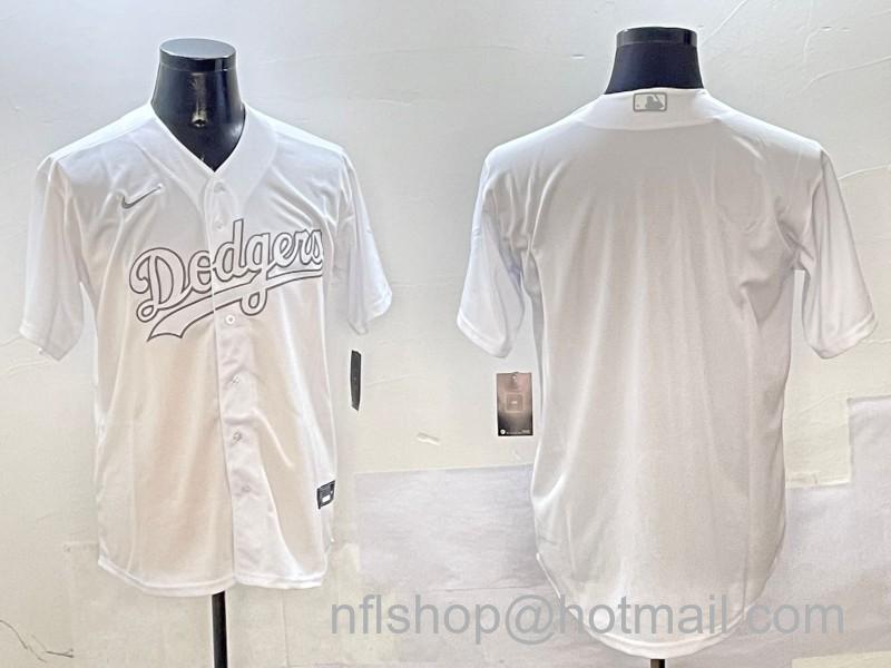 Men's Los Angeles Dodgers Blank White Cool Base Stitched Baseball Jersey