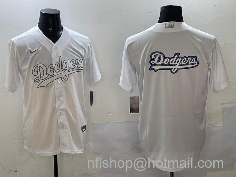 Men's Los Angeles Dodgers Team Big Logo White Cool Base Stitched Baseball Jersey