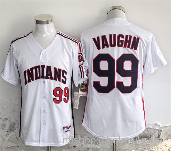 Men's Cleveland Guardians #99 Ricky Vaughn White Stitched Baseball Jersey