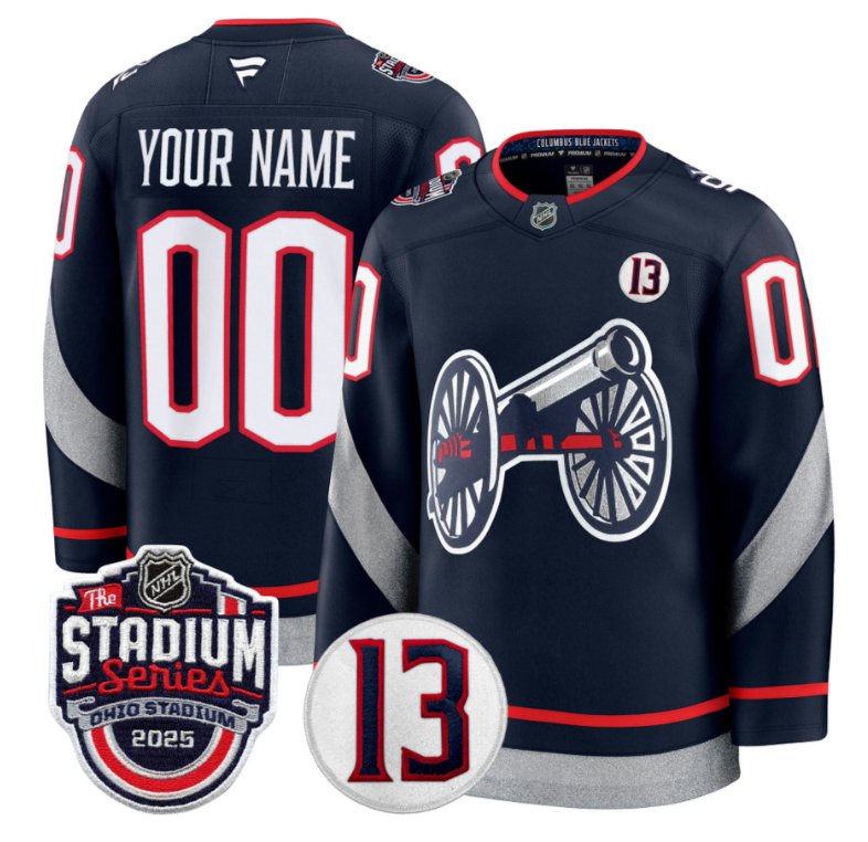 Men's Columbus Blue Jackets  Custom Navy 2025 Stadium Series Patch Stitched Hockey Jersey
