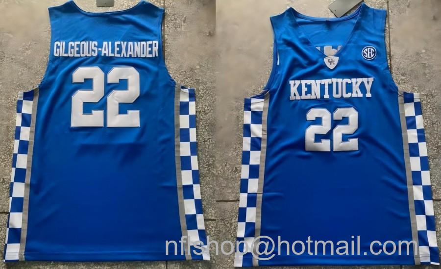 Men's Kentucky Wildcats #22 Shai Gilgeous-Alexander Blue Retro Vintage Basketball Stitched Jersey