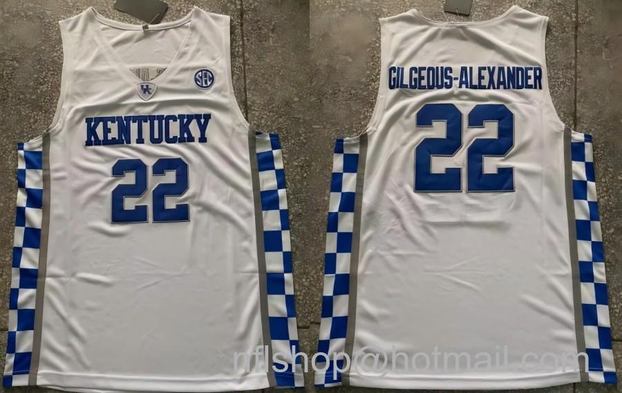 Men's Kentucky Wildcats #22 Shai Gilgeous-Alexander White Retro Vintage Basketball Stitched Jersey