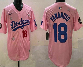 Men's Los Angeles Dodgers #18 Yoshinobu Yamamoto Pink 2025 Tokyo Series Limited Jersey