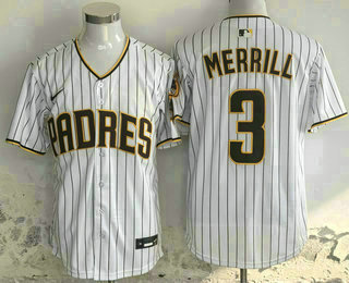 Men's San Diego Padres #3 Jackson Merrill White Pinstripe Limited Stitched Jersey