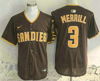 Men's San Diego Padres #3 Jackson Merrill Brown Limited Stitched Jersey