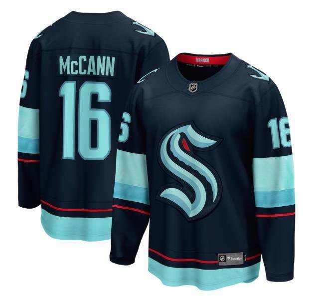 Men’s Seattle Kraken #16 Jared McCann Navy Stitched Hockey Jersey