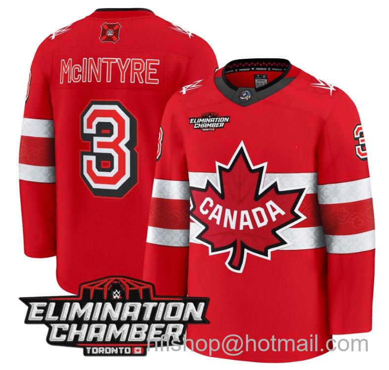 Men's Drew McIntyre Jersey #3 Elimination Chamber Toronto 2025 Stitched Red