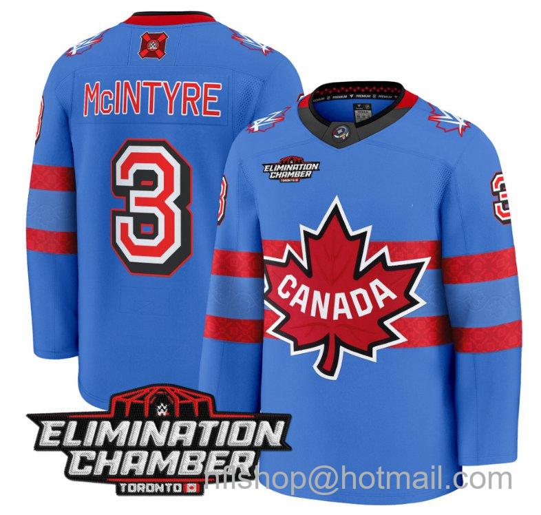 Men's Drew McIntyre Jersey #3 Elimination Chamber Toronto 2025 Stitched Royal