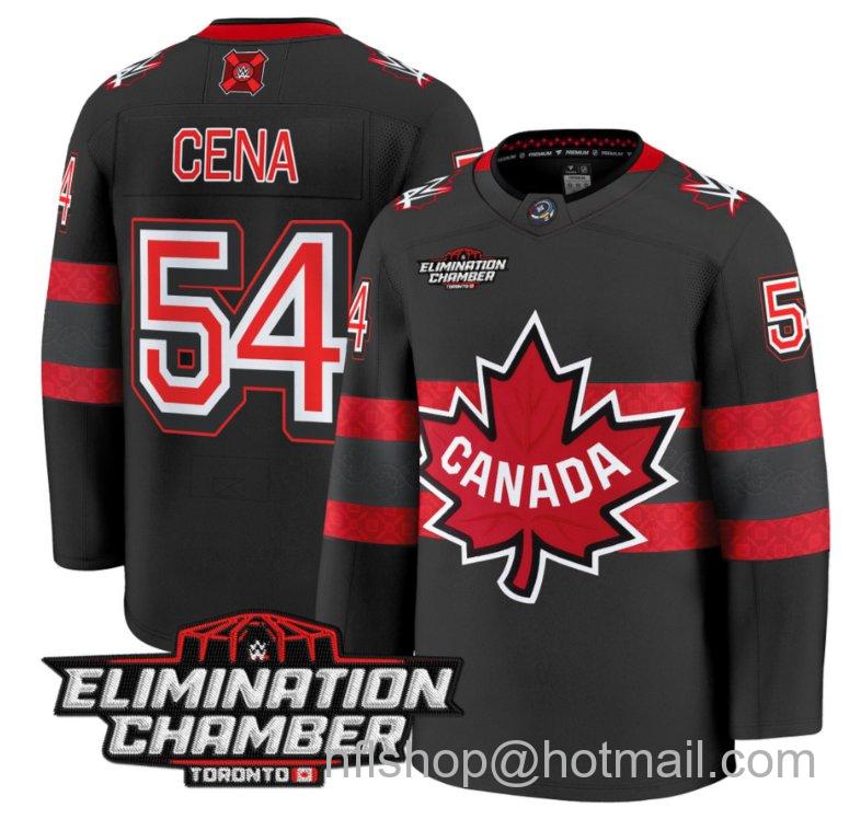 Men's John Cena Jersey #54 Elimination Chamber Toronto 2025 Premium Stitched Black