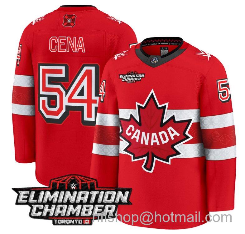 Men's John Cena Jersey #54 Elimination Chamber Toronto 2025 Premium Stitched Red