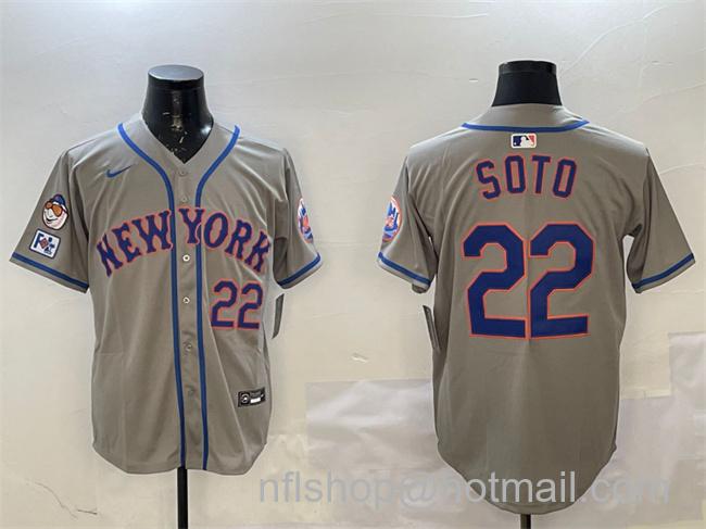 Men's New York Mets #22 Juan Soto Grey 2025 Spring Training Alternate Limited Stitched Baseball Jersey