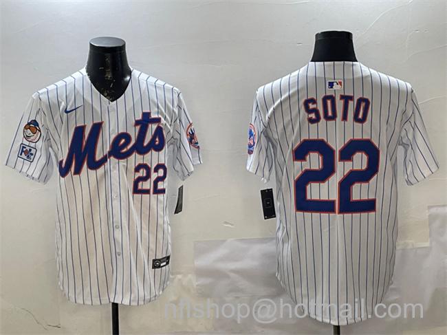 Men's New York Mets #22 Juan Soto White 2025 Spring Training Home Limited Stitched Baseball Jersey