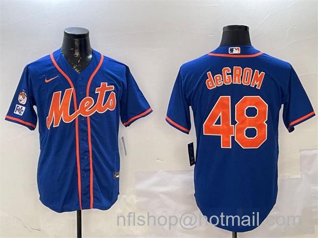 Men's New York Mets #48 Jacob deGrom Royal 2025 Spring Training Cool Base Stitched Baseball Jersey