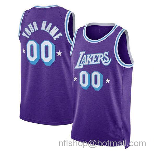 Men's Los Angeles Lakers Active Player Custom Purple 2021-22 City Edition Swingman Stitched Basketball Jersey