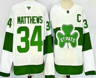 Men's Toronto Maple Leafs #34 Auston Matthews White St Pats Authentic Jersey