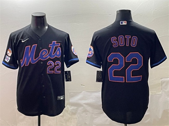 Men's New York Mets #22 Juan Soto Black 2025 Spring Training Cool Base Stitched Baseball Jersey