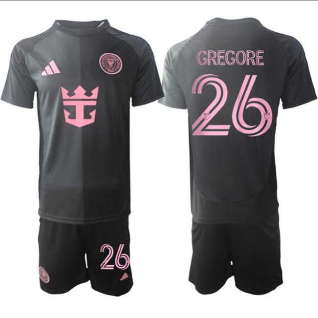 Men's Inter Miami CF #26 Gregore 2025 Black Away Soccer Jersey Suit