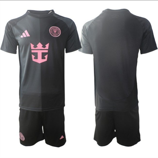 Men's Inter Miami CF Blank 2025 Black Away Soccer Jersey Suit