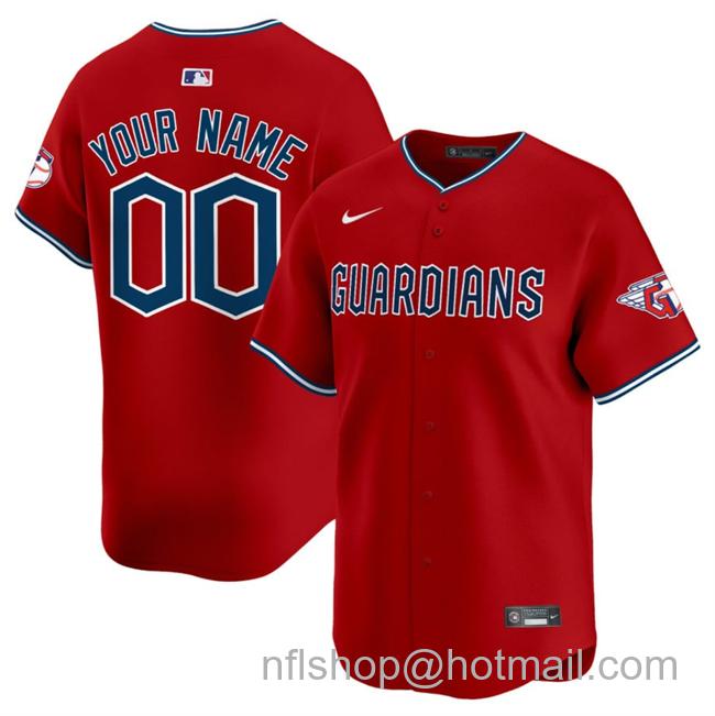 Men's Cleveland Guardians Active Player Custom Red Alternate Limited Stitched Baseball Jersey
