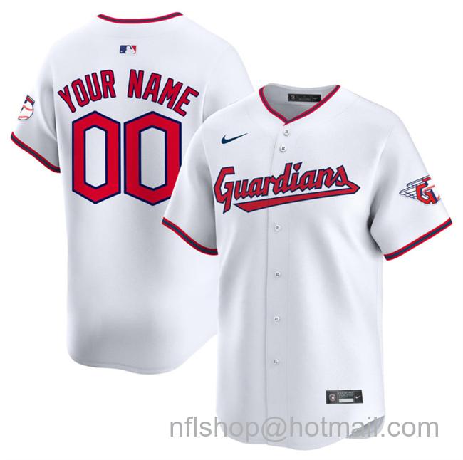 Men's Cleveland Guardians Active Player Custom White Home Limited Stitched Baseball Jersey
