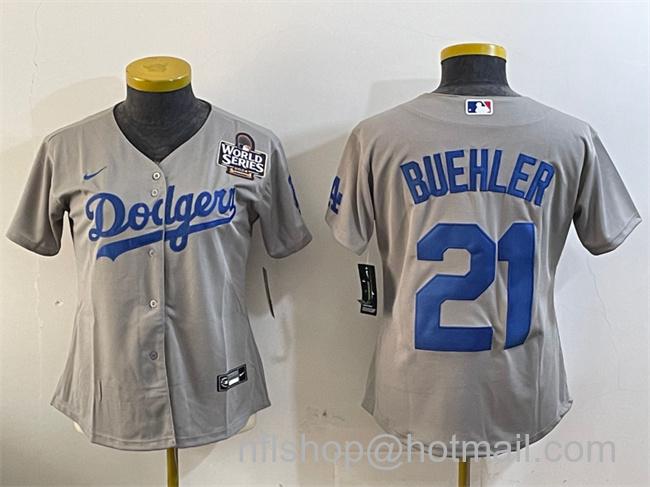 Youth Los Angeles Dodgers ACTIVE PLAYER Custom Grey 2024 World Series Cool Base Stitched Baseball Jersey
