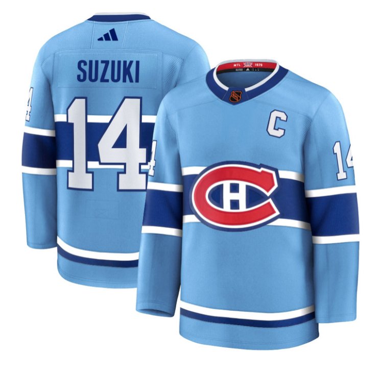Men's Nick Suzuki Jersey #14 Montreal Canadiens Timeless Premium Stitched Reverse Retro