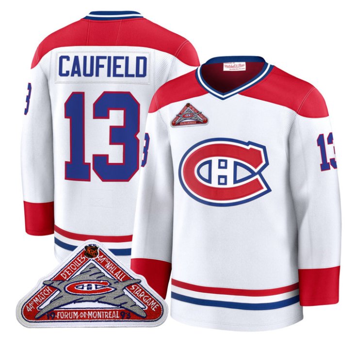 Men's Cole Caufield Jersey #13 Montreal Canadiens Timeless Premium Stitched 1992 Blue Line