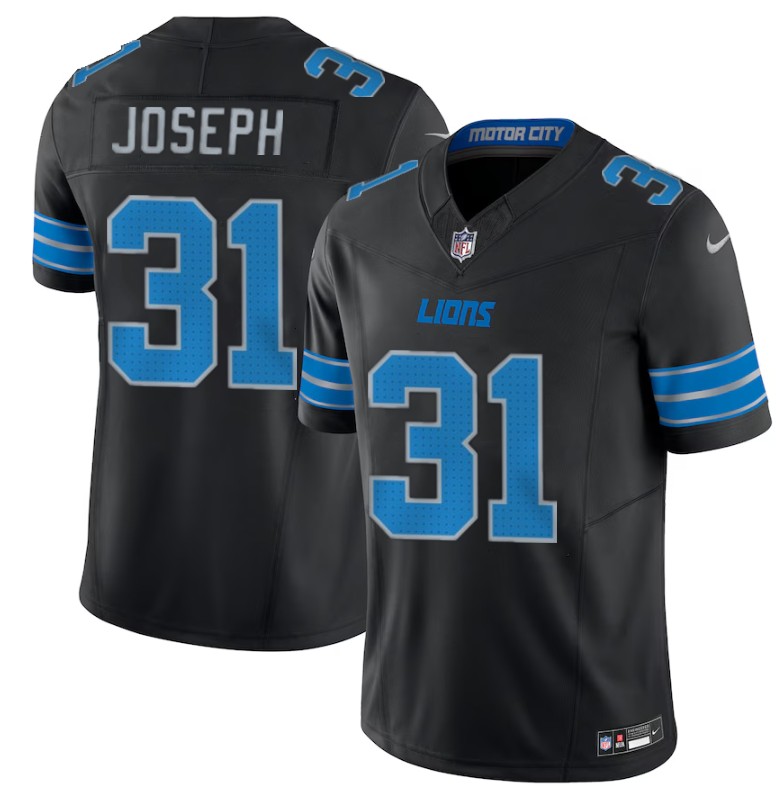Men's Detroit Lions #31 Kerby Joseph Nike Black F.U.S.E. Limited Jersey