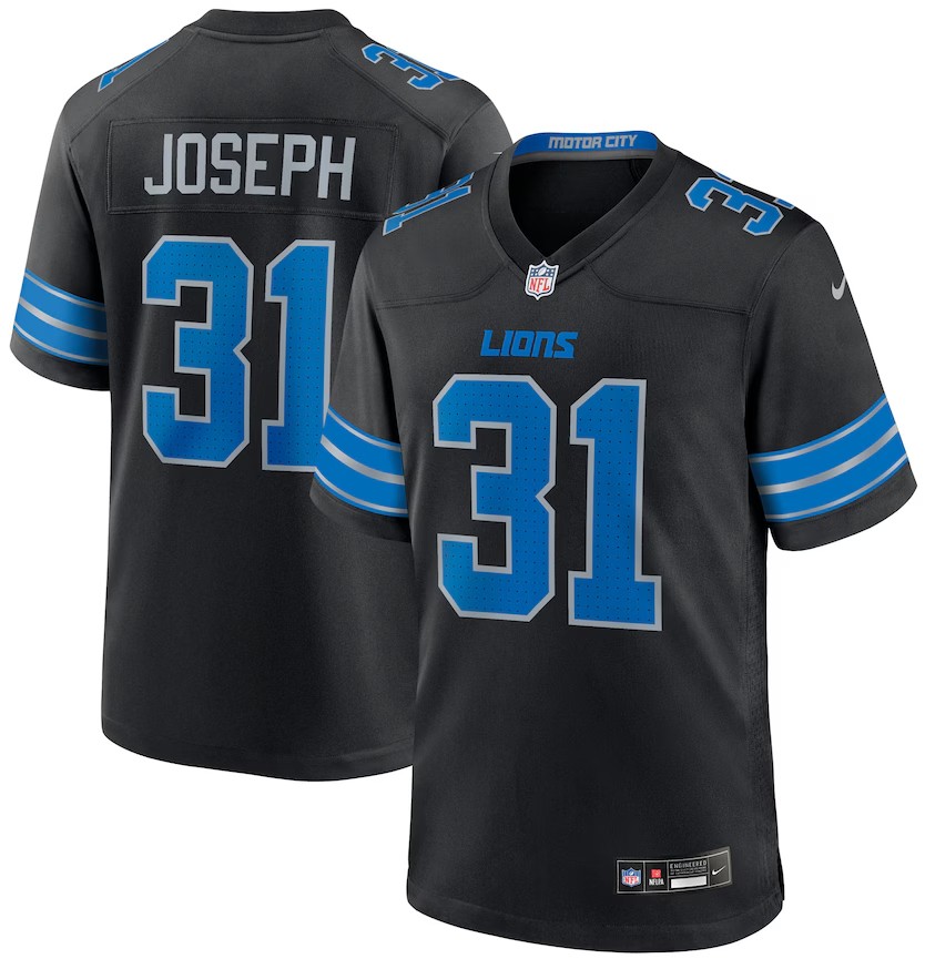 Men's Detroit Lions #31 Kerby Joseph Nike Alternate 2 Game Jersey - Black